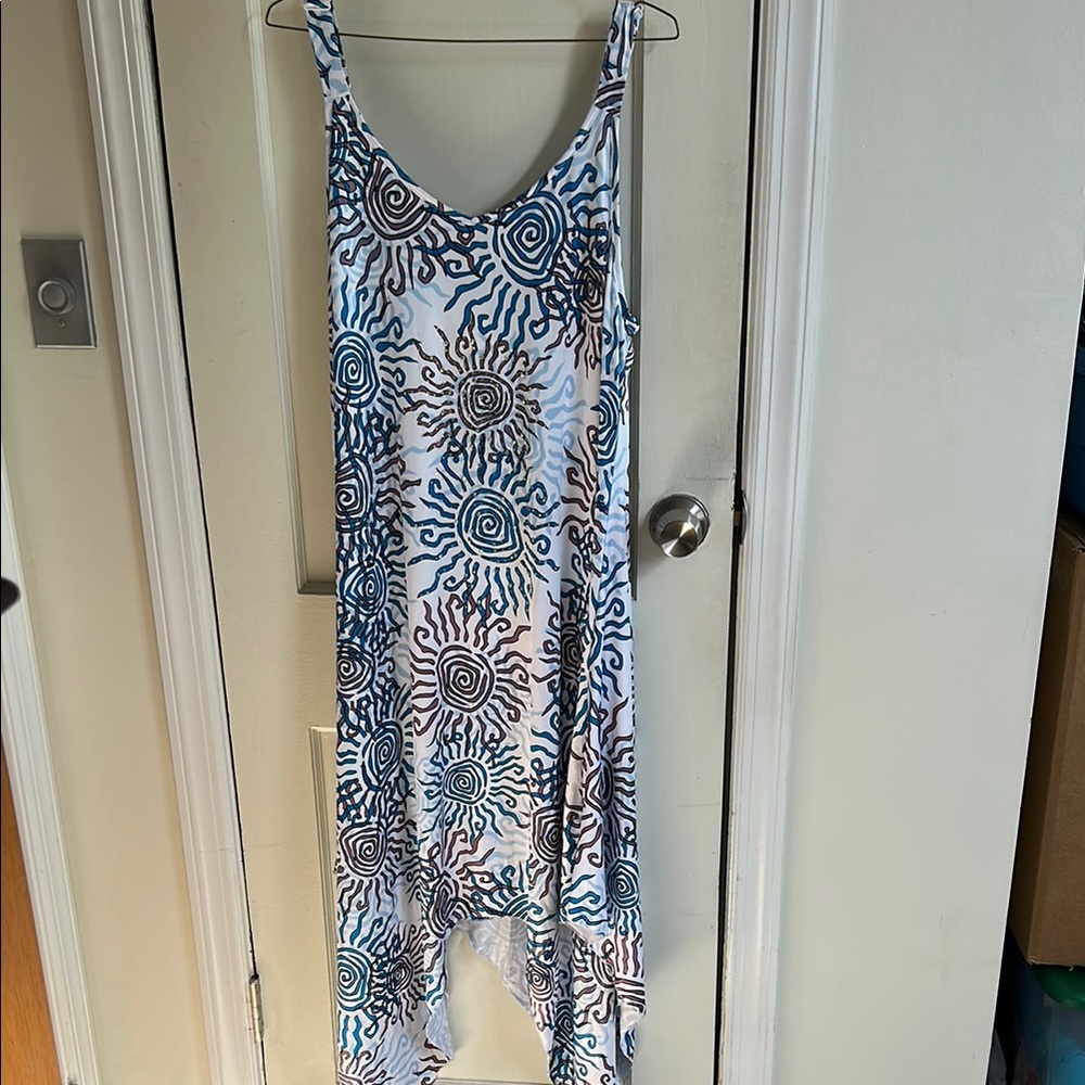 India Boutique Blue and White Asymmetrical Sundress